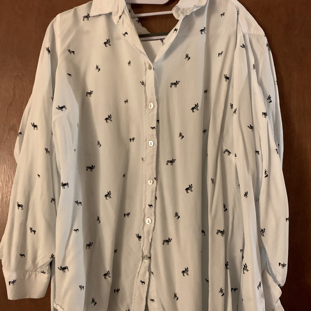 XXL French Bulldog Button-Down Blouse